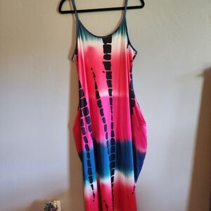 SHEIN Pink and Blue Maxi Dress